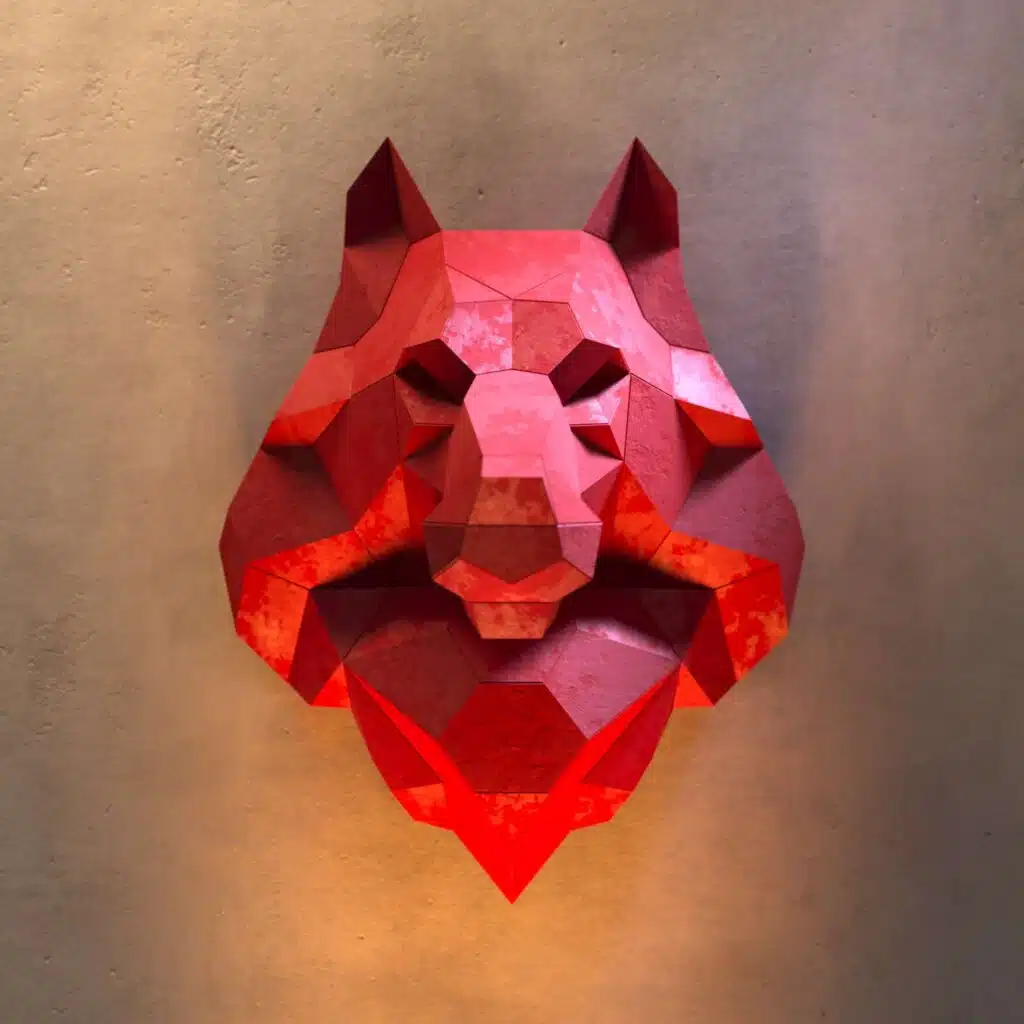 Cabeça de lobo em papercraft 3D