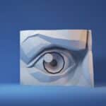 Papercraft of left and right eyes in 3D origami