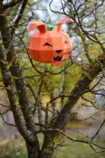Papercraft citrouille mignonne à oreilles en origami 3D