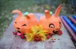 Papercraft citrouille mignonne à oreilles en origami 3D