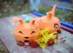 Papercraft citrouille mignonne à oreilles en origami 3D