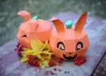 Papercraft citrouille mignonne à oreilles en origami 3D