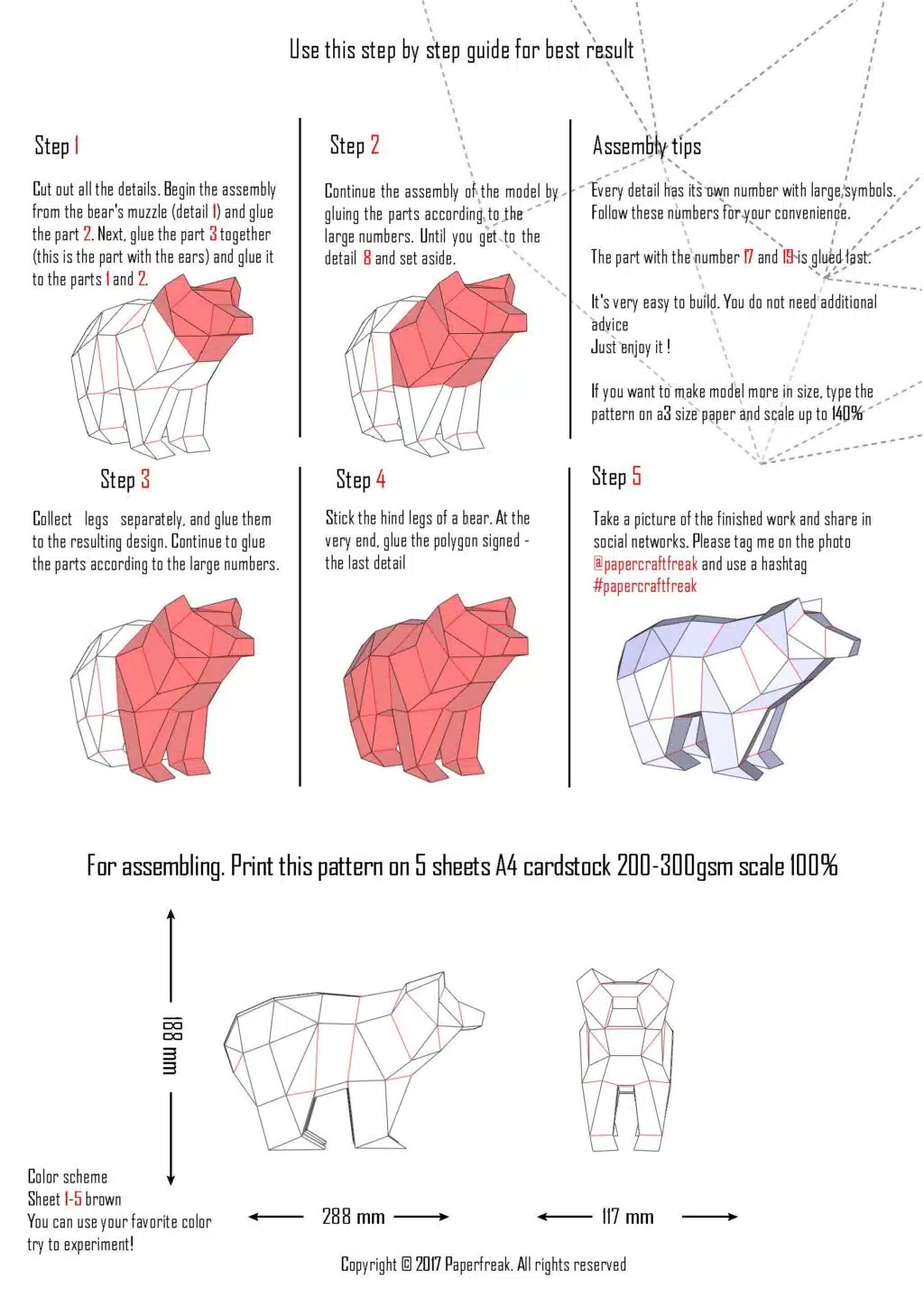 Petit ours simple en papercraft 3D