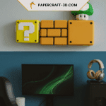 Papercraft de bloc retrô e cogumelo em origami 3D