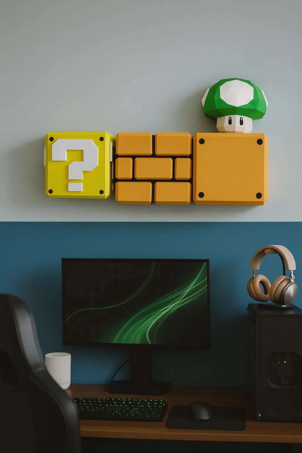 Retro gaming blokken van Mario in 3D papercraft, weergave 5