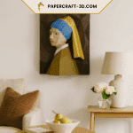 Tableau mural La jeune fille à la perle en Papercraft 3D