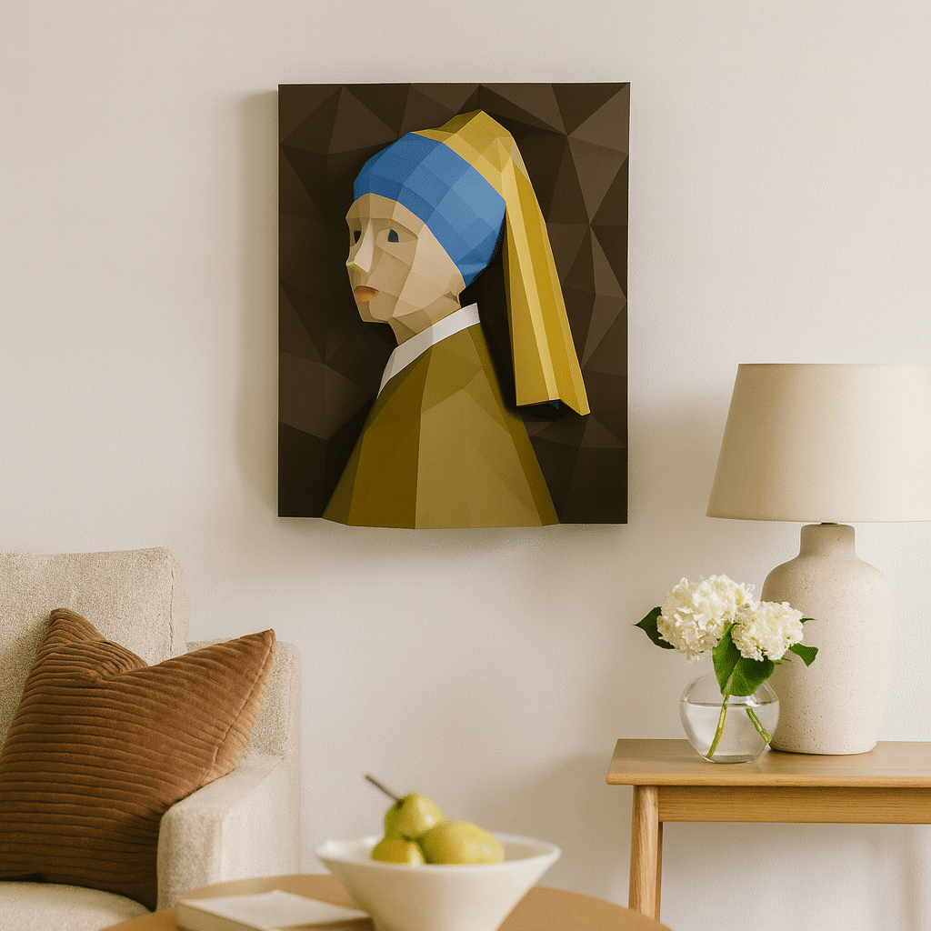 Papercraft de la jeune fille à la perle en origami 3D