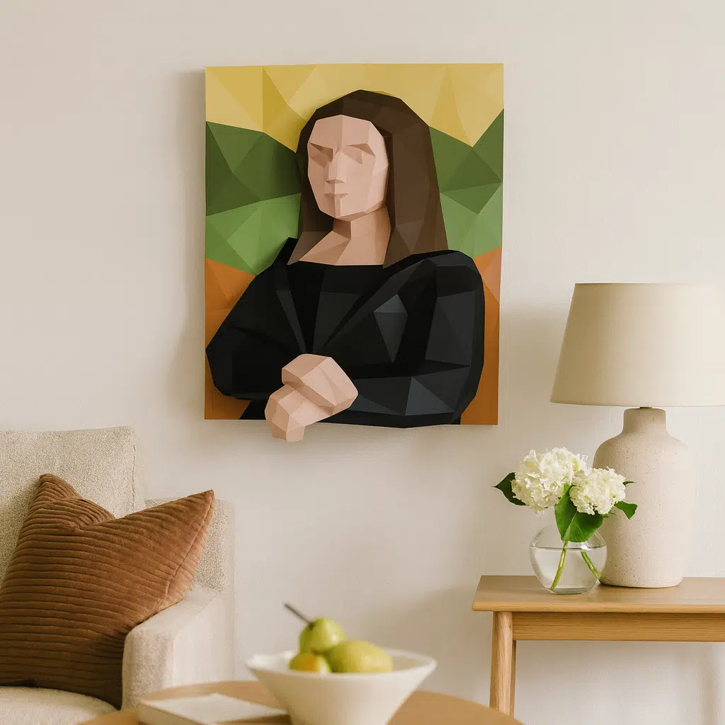 Papercraft of Mona Lisa in origami 3D