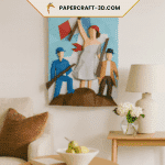 Tableau mural La liberté guidant le peuple en Papercraft 3D
