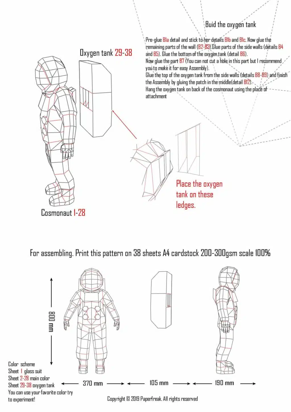 Ruimtevaarder papercraft 3D, weergave 3