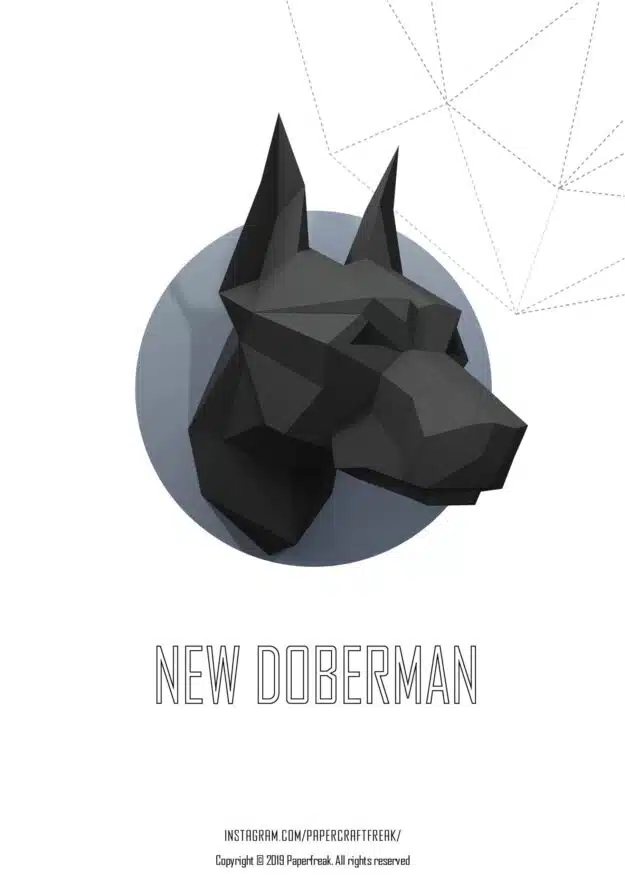 3D-papercraft hondenkoppen, weergave 4