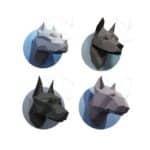 Papercraft Hundeköpfe in 3D Origami