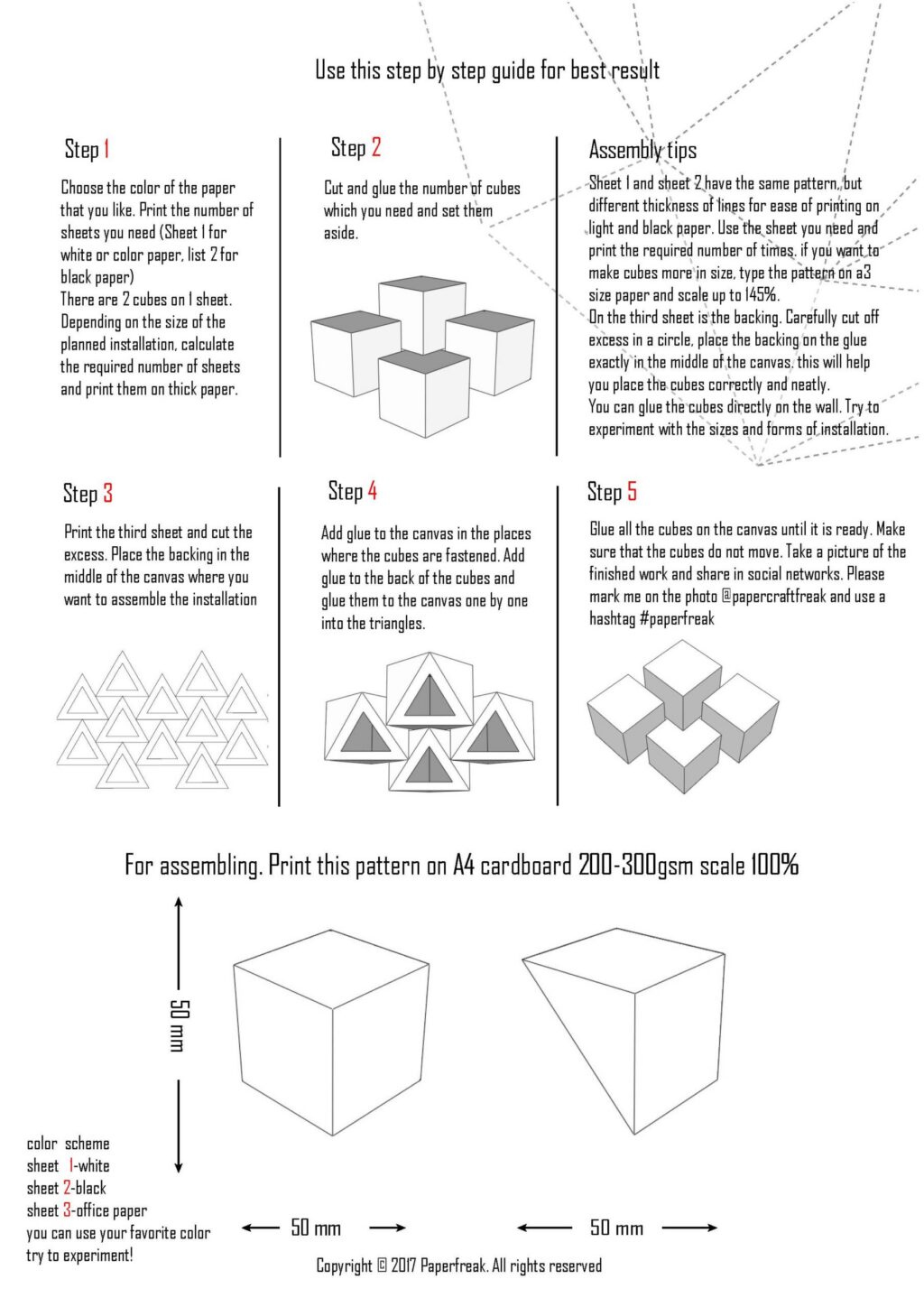 Scultura cubica in papercraft 3D