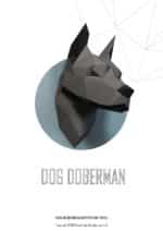 Tête de doberman en papercraft 3D