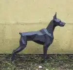 Doberman papercraft 3D in blauw arduin, weergave 9