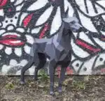 Doberman papercraft 3D in blauw arduin, weergave 8