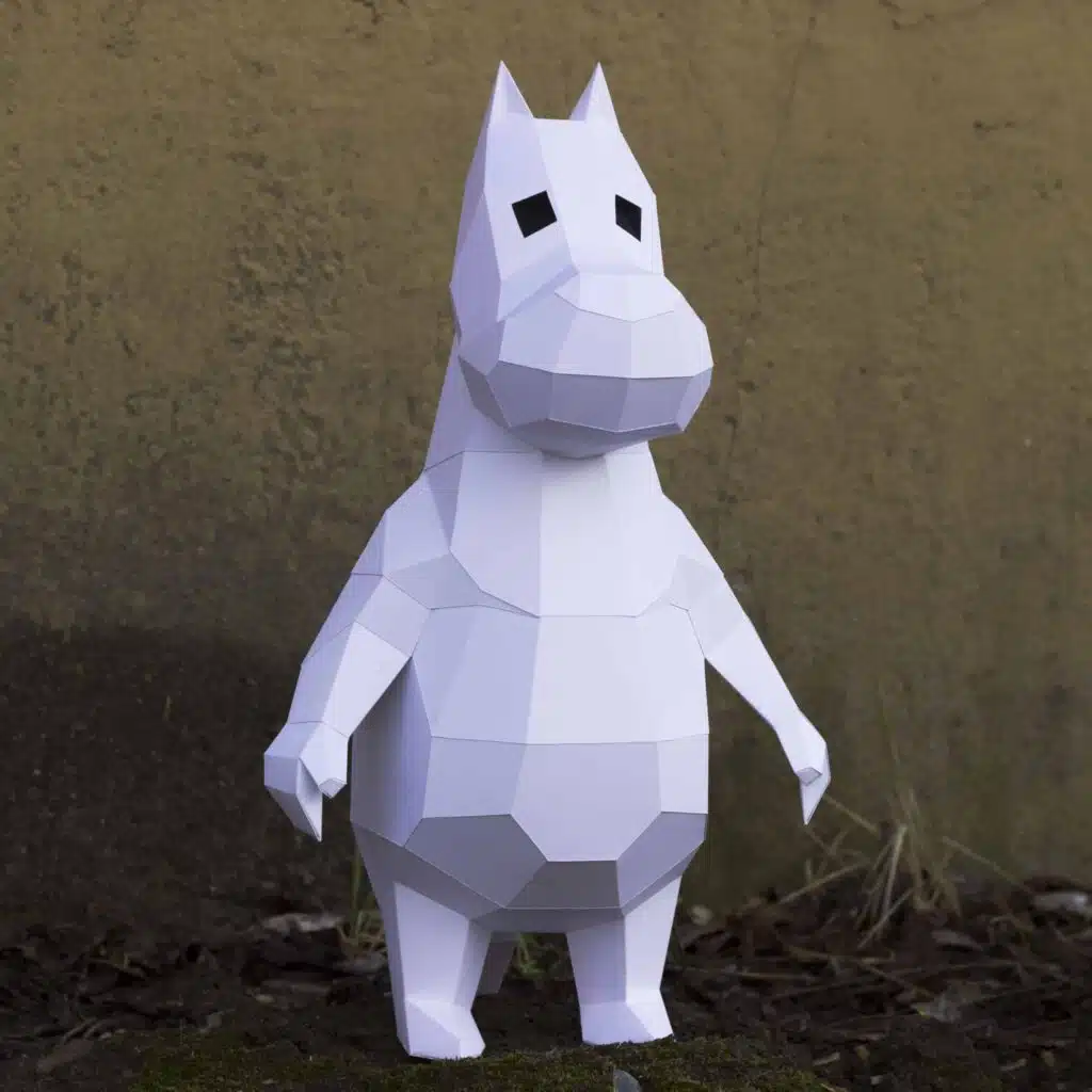 Papercraft d'hippopotame miniature en origami 3D
