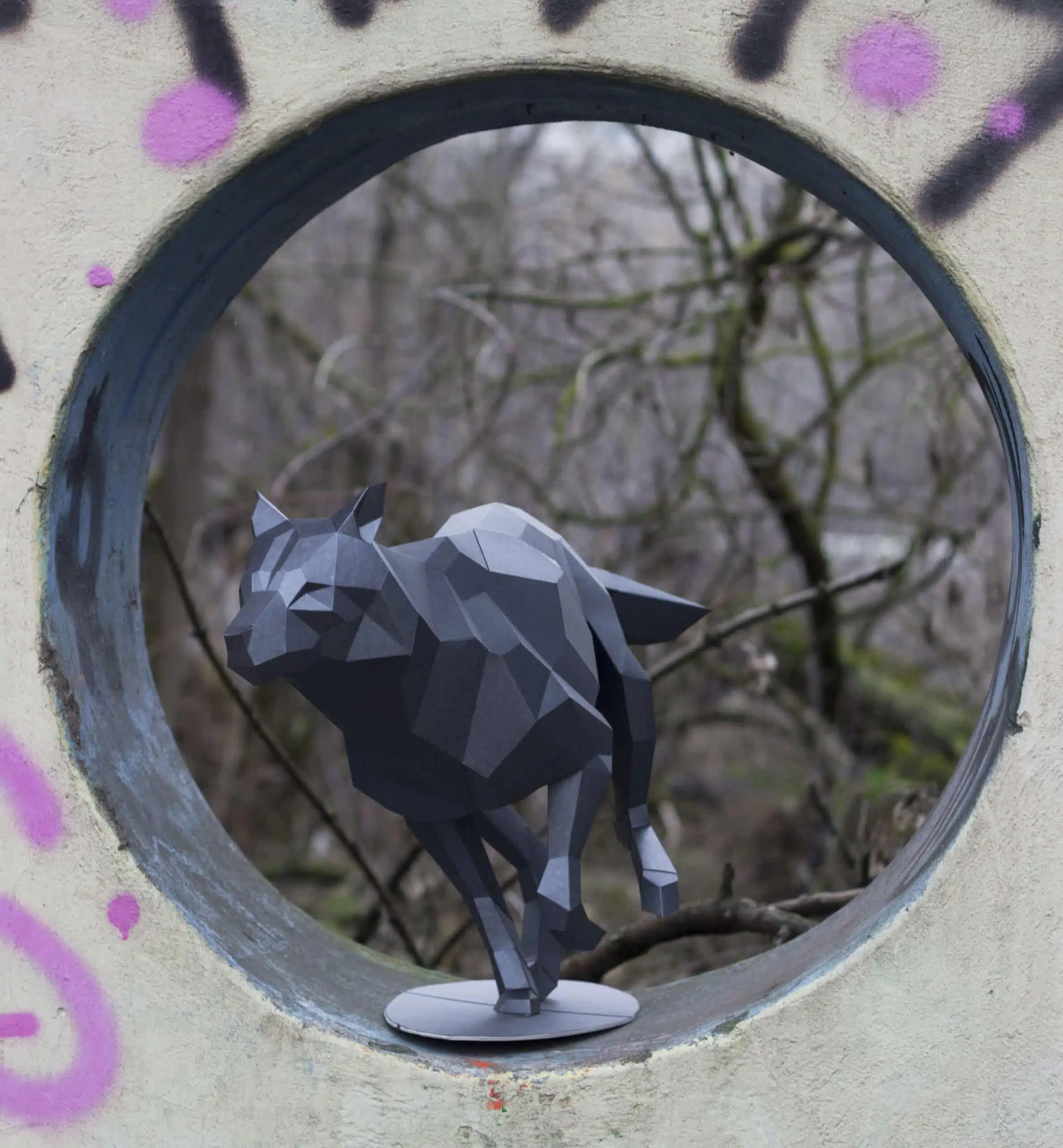 Lobo em papercraft 3D para montar – detalhe