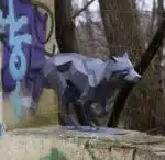 Lobo em papercraft 3D para montar