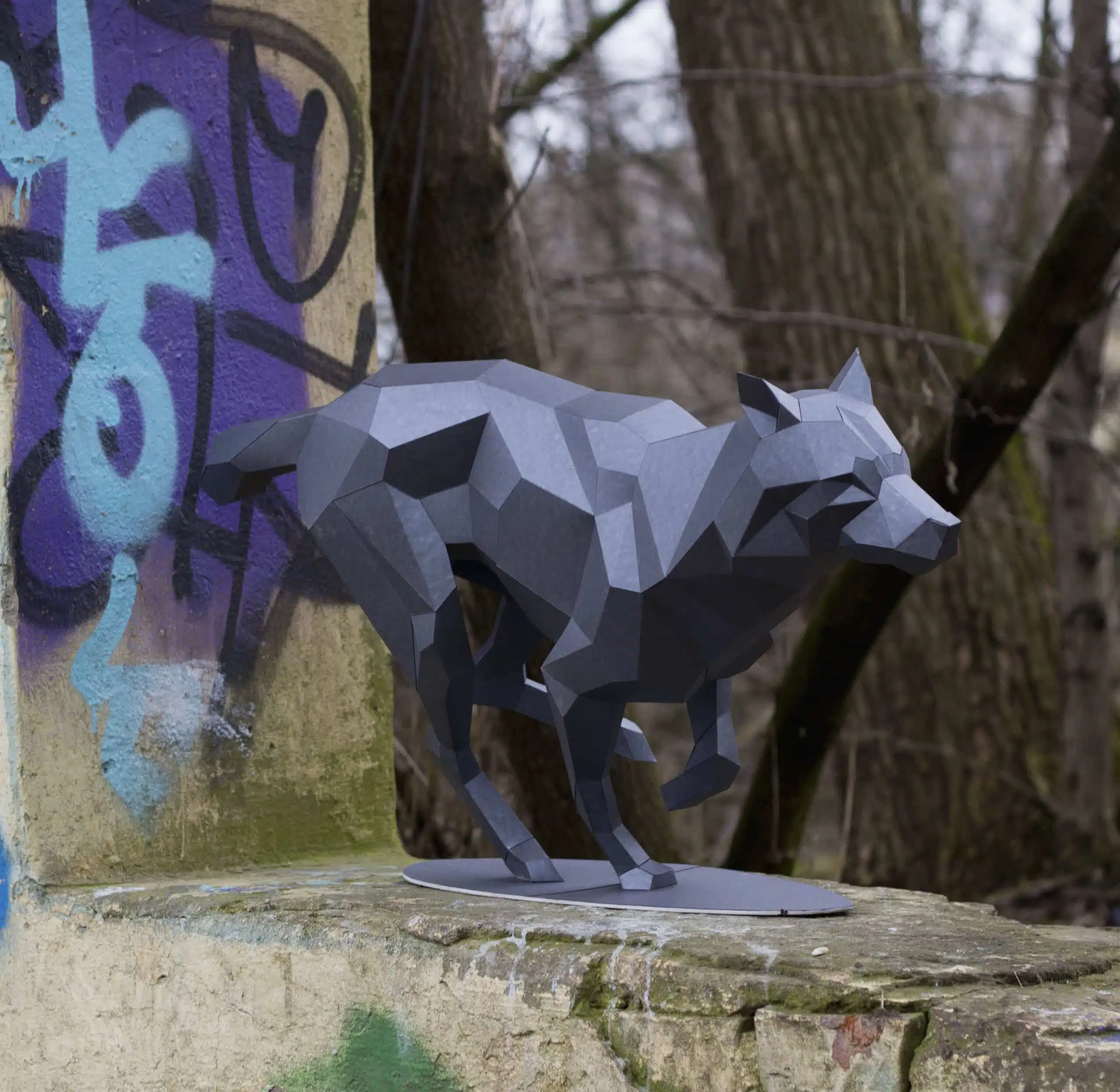 Lobo em papercraft 3D para montar – vista 2