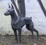 Doberman papercraft 3D in blauw arduin, weergave 6