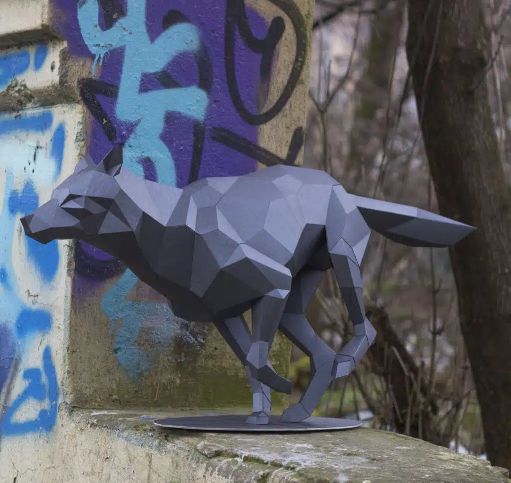 Lobo em papercraft 3D para montar
