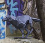 Lobo em papercraft 3D para montar