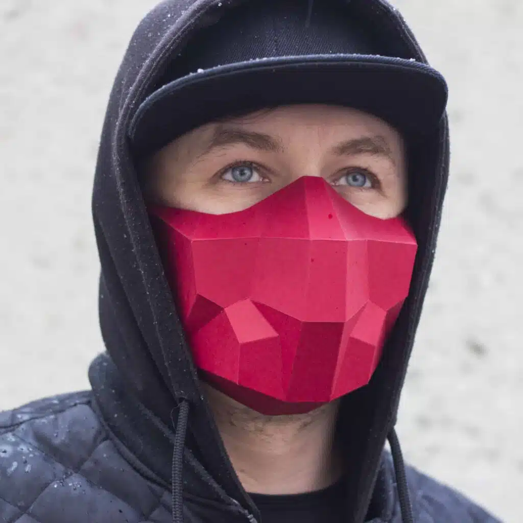 Rote polygonale 3D-Papercraft-Maske Halloween