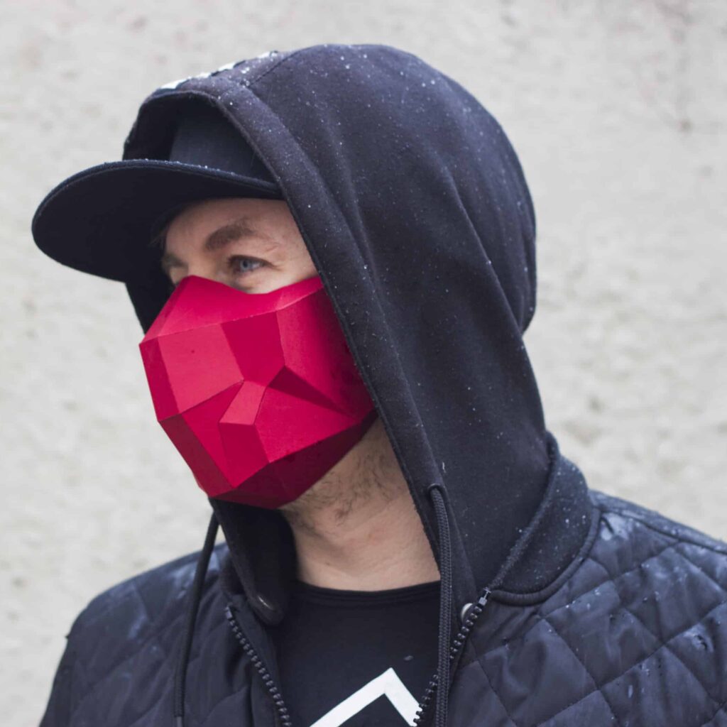 Papercraft de masque Halloween en origami 3D