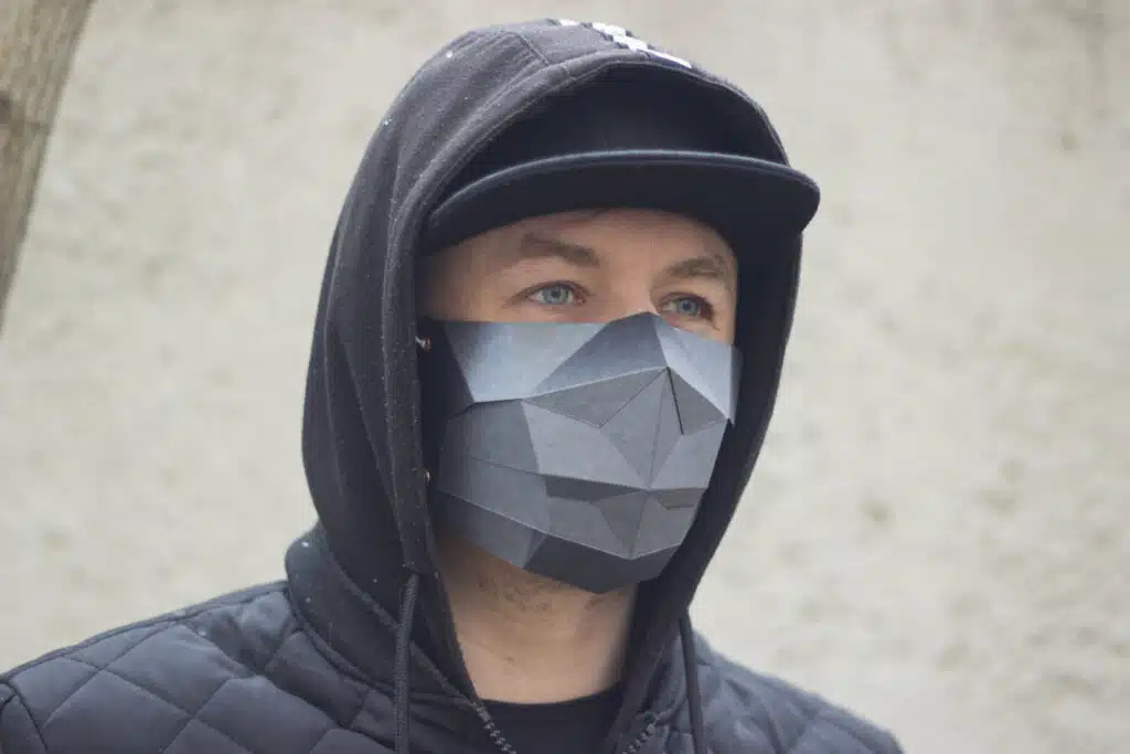 Pink Polygonal 3D Papercraft Halloween Mask