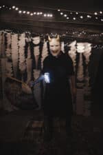 Papercraft de máscara de demonio Oni en origami 3D