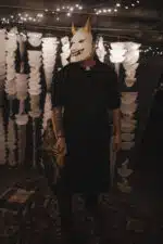 Papercraft de máscara de demonio Oni en origami 3D