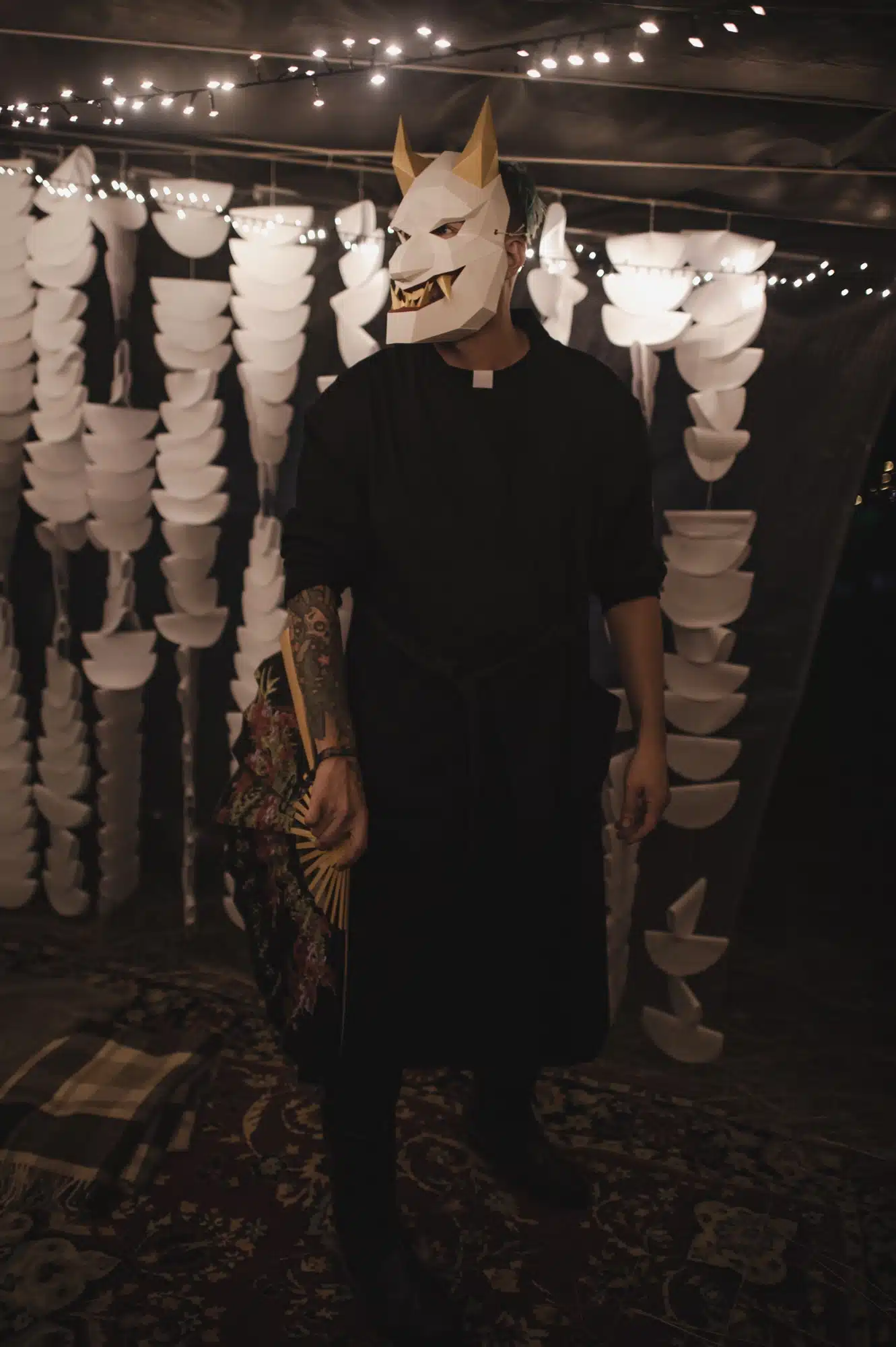 Oni demonenmasker in papercraft 3D, weergave 5