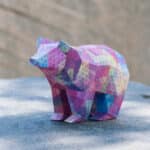 Papercraft of small simple bear in 3D origami