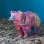 Papercraft of small simple bear in 3D origami