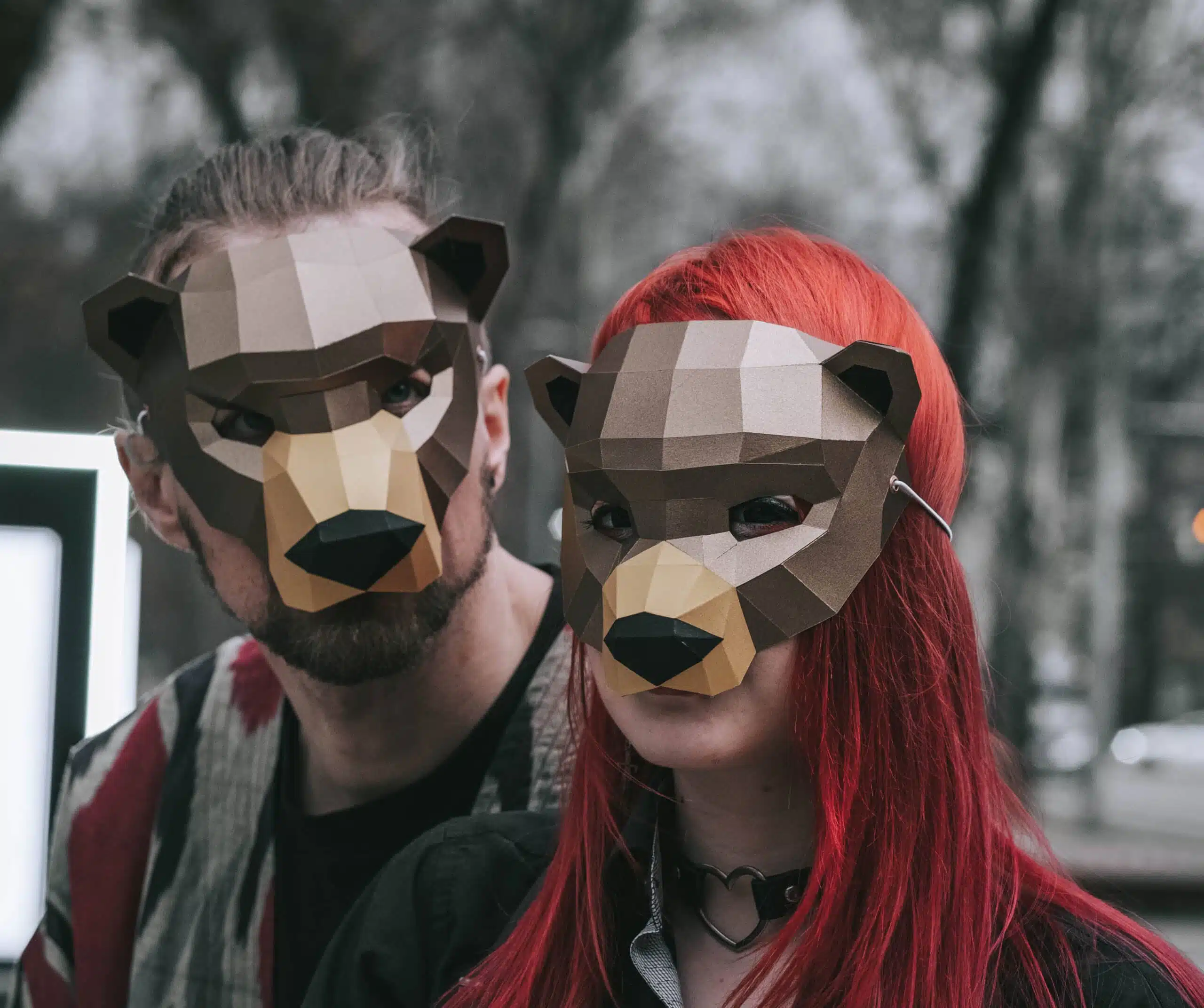 Máscara de oso en papercraft 3D, modelo 3D