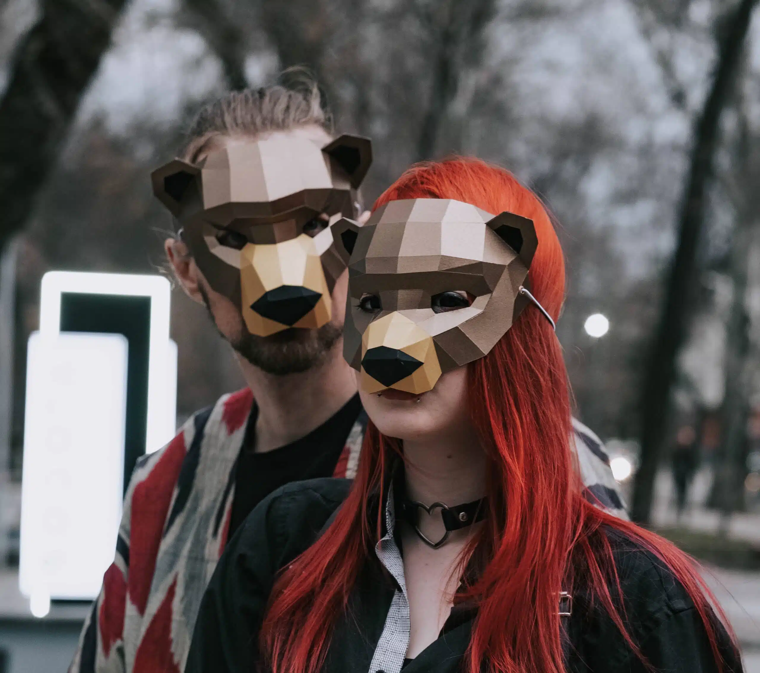 Máscara de oso en papercraft 3D, detalle