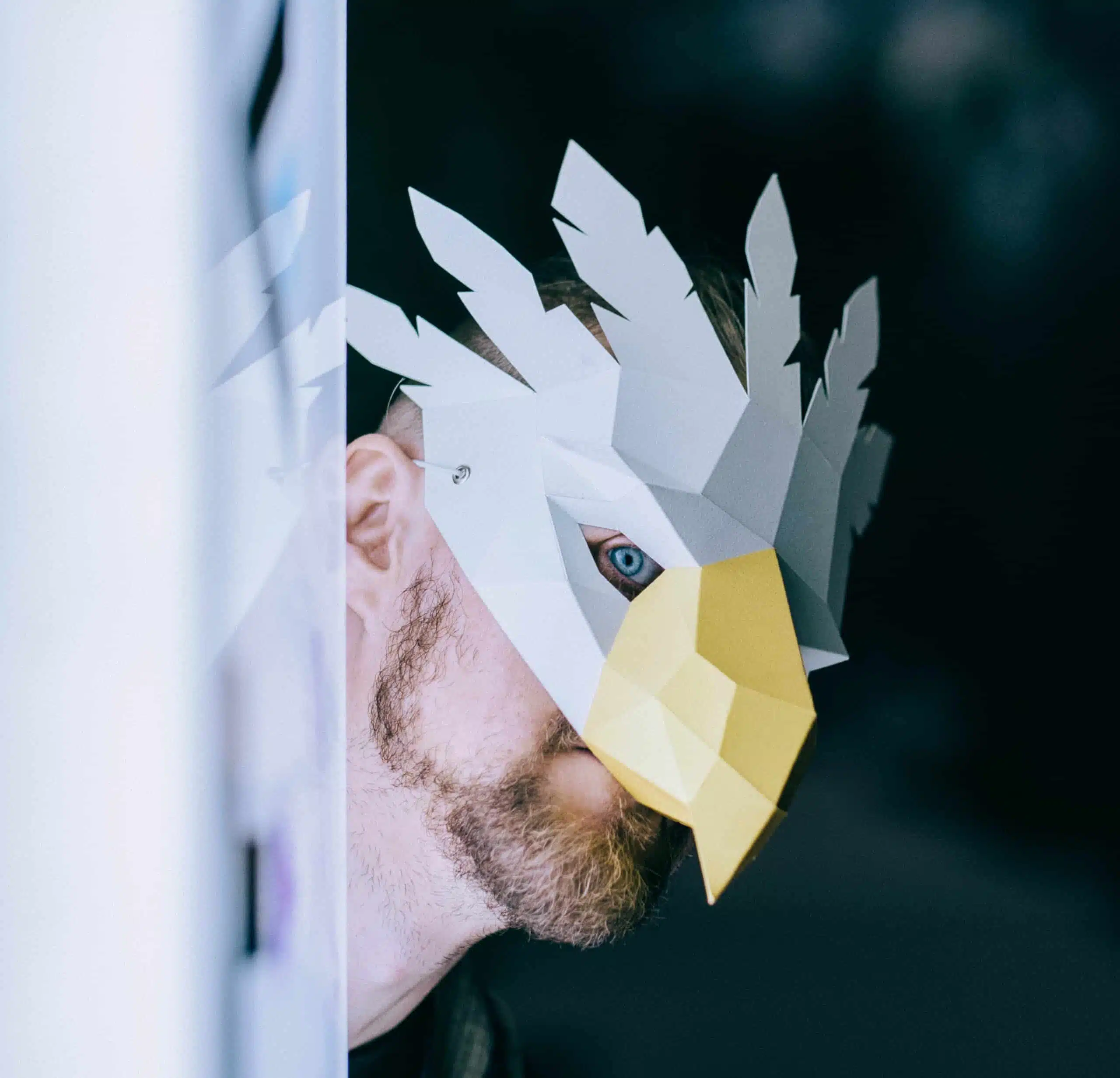 Masker van een arend in papercraft 3D, weergave 9