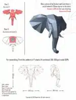 Olifant papercraft kop 3D, weergave 4