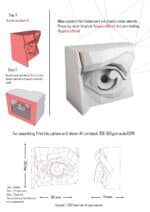 Papercraft of left and right eyes in 3D origami