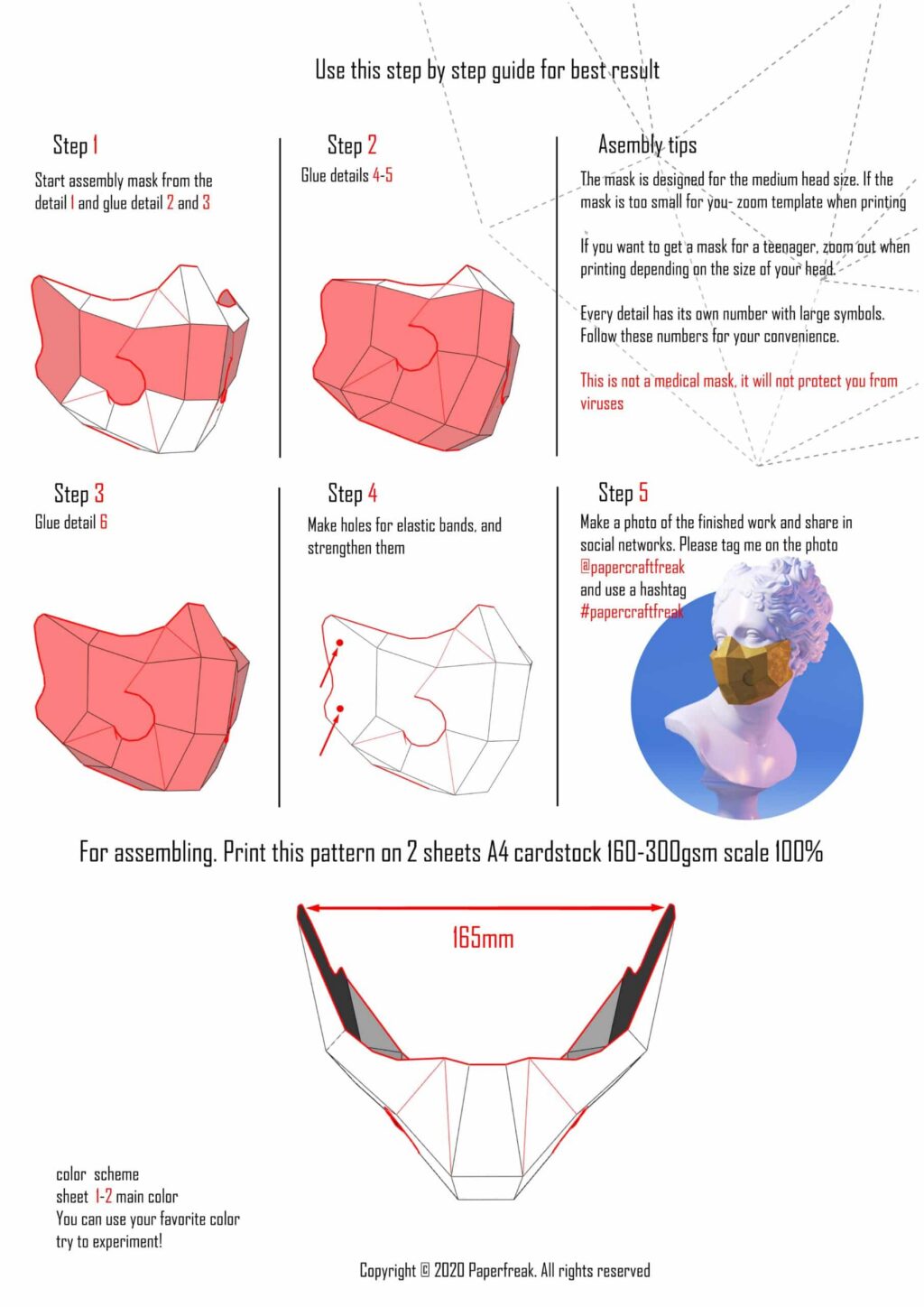 Polygonal 3D Papercraft Mask