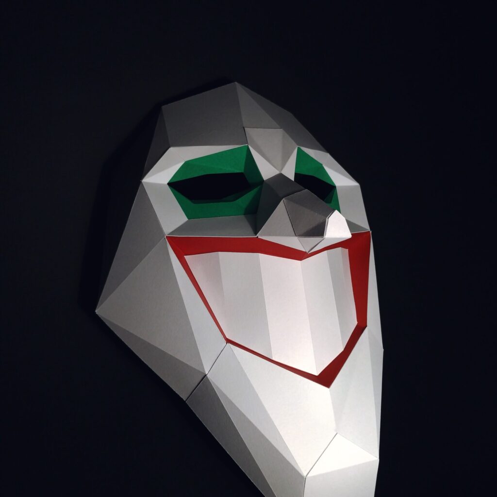 Papercraft clown mask en origami 3D