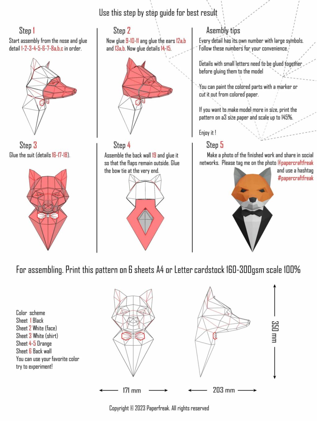 Papercraft 3D volpe in giacca