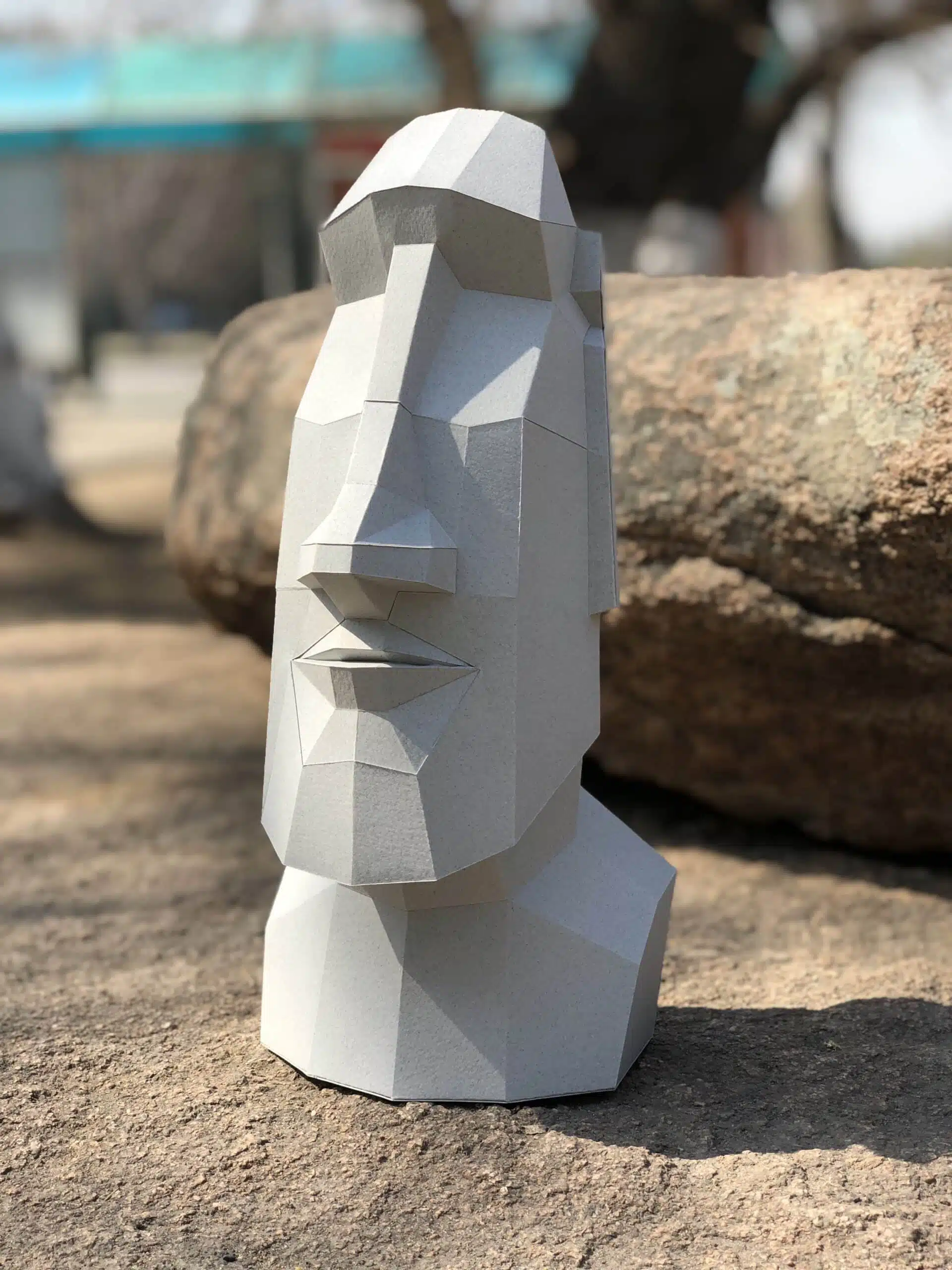 3D Papercraft Moai Head, view 2