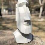 Papercraft of moai head in origami 3D