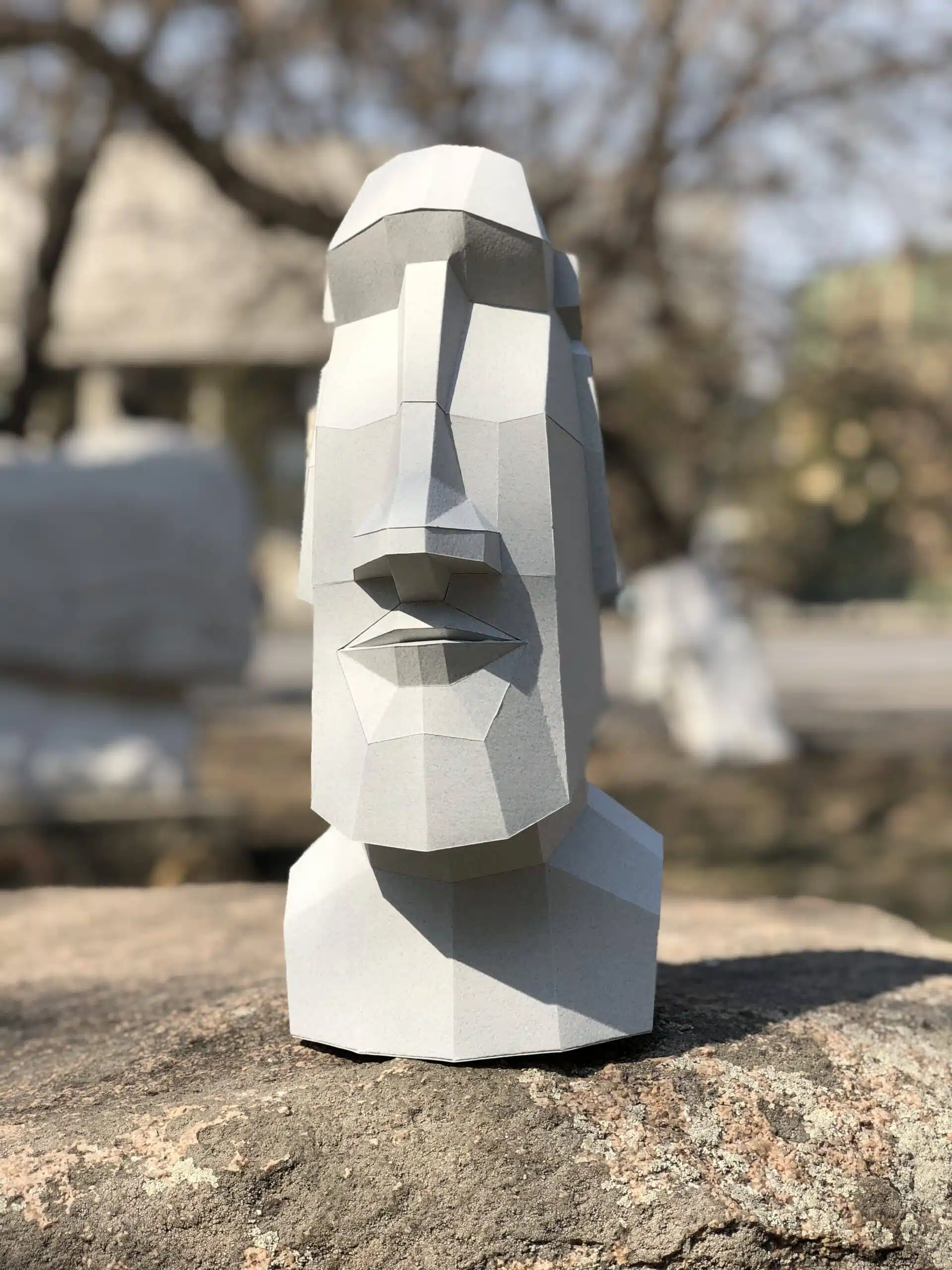 3D Papercraft Moai Head, assembled