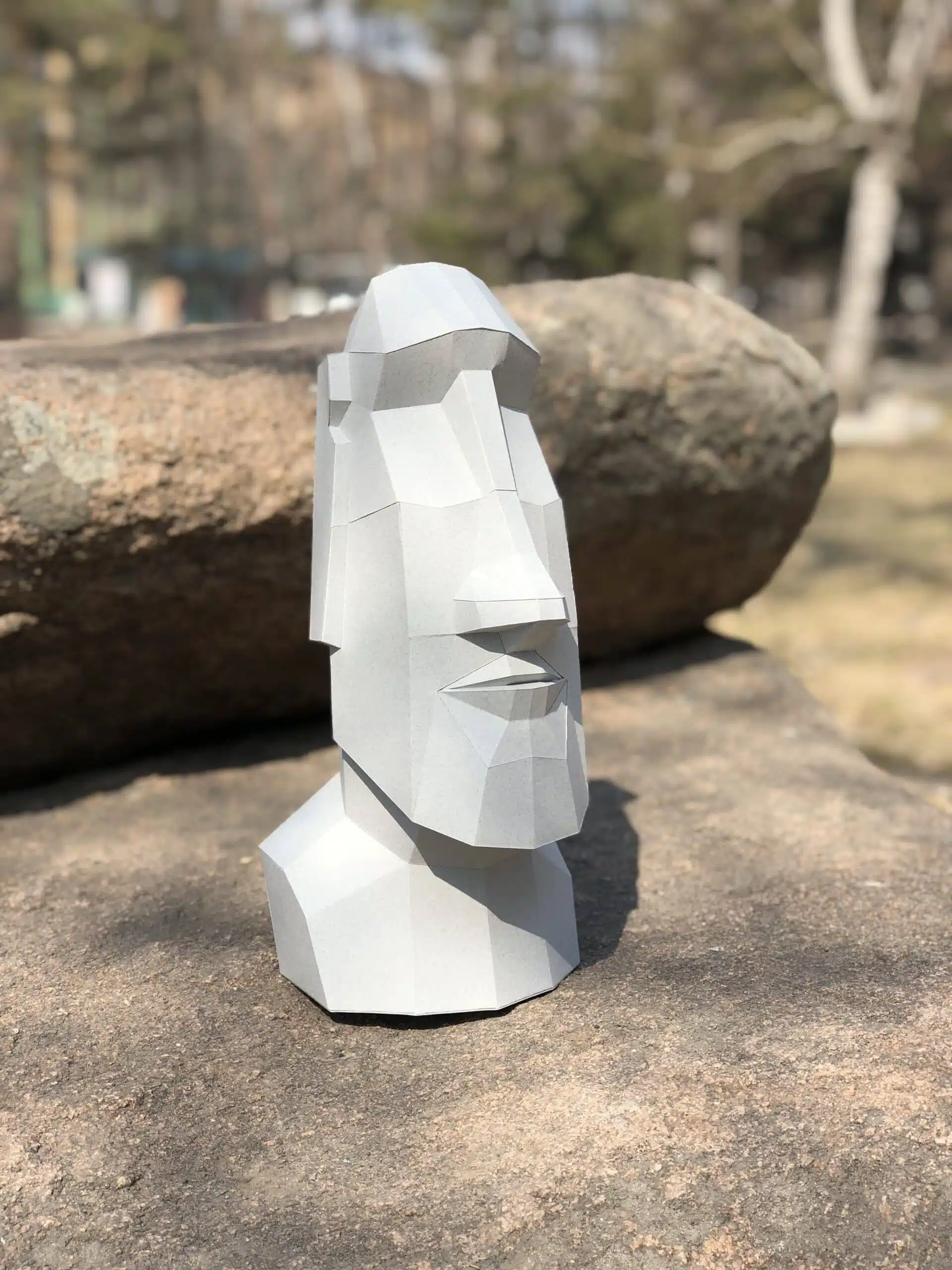 3D Papercraft Moai Head, back view