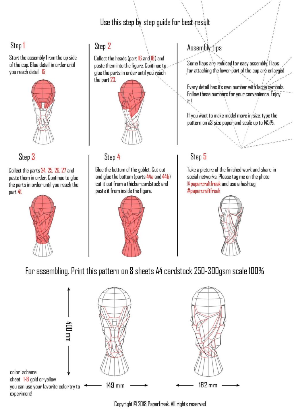 3D Papercraft Soccer Trophy