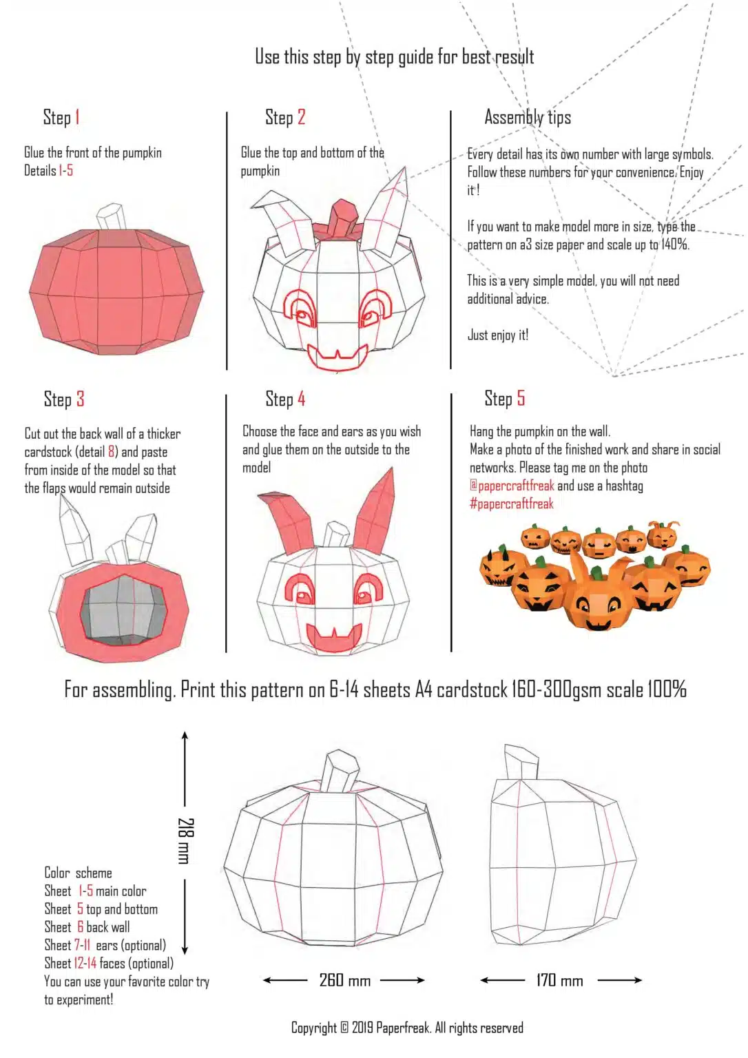 Papercraft de citrouille pour Halloween en origami 3D