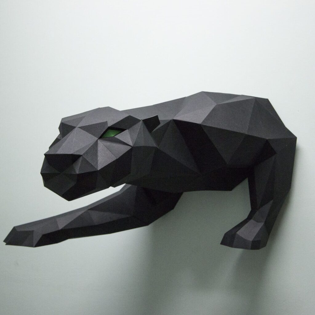 Papercraft de panthère en origami 3D